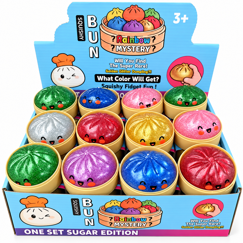 Rainbow Mystery Squishy Dumpling – Glitter Sugar Edition 5.5cm